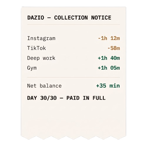 Dazio collection notice receipt